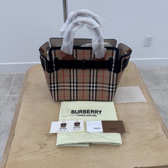 Burberry Small Vintage Check, Triple Stud Tote Bag, Archive Beige - Picture 3 of 14